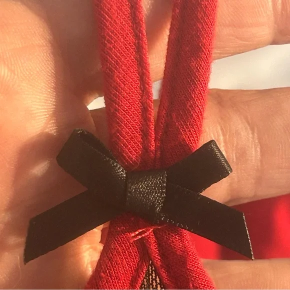 LINEA DONATELLA Red Knit & Black Sheer Mesh Lace Bust Chemise Nighty Nightgown M - Picture 6 of 7